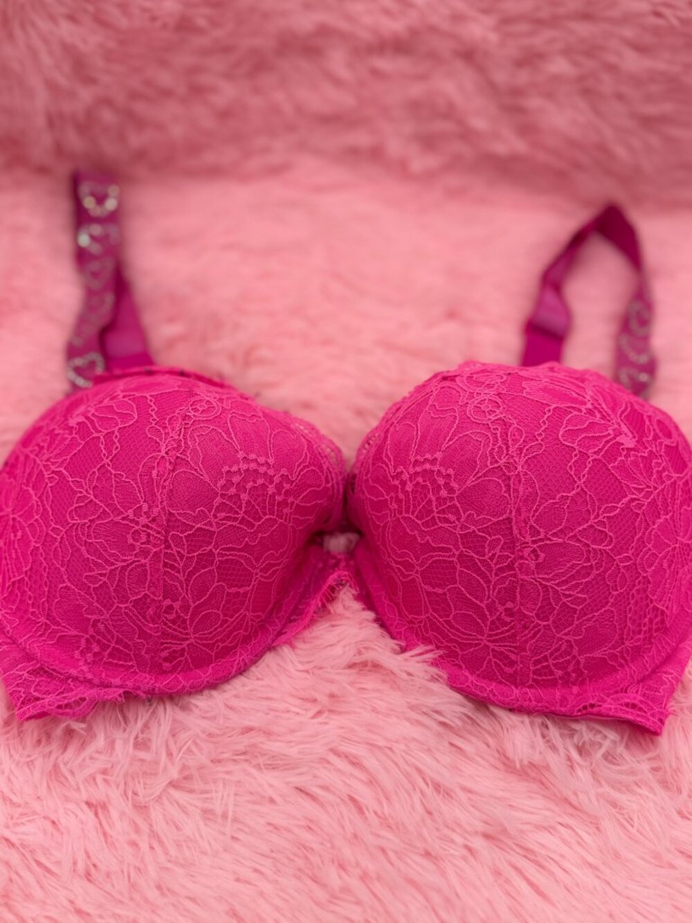 Pink Lace Push Up Bra